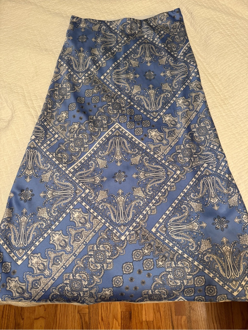 LOFT Blue Silky Paisley Print Midi Maxi Skirt Size Medium